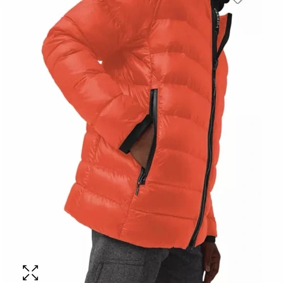 Canada Goose Men's Bright Orange Quilted Puffer Jacket with Hood - Picture 2 of 6